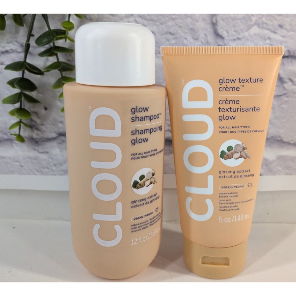 NEW LOT‎ 2!🌤️Cloud Glow Shampoo 12oz & Texture Crème 5oz Ginseng Extract Vegan